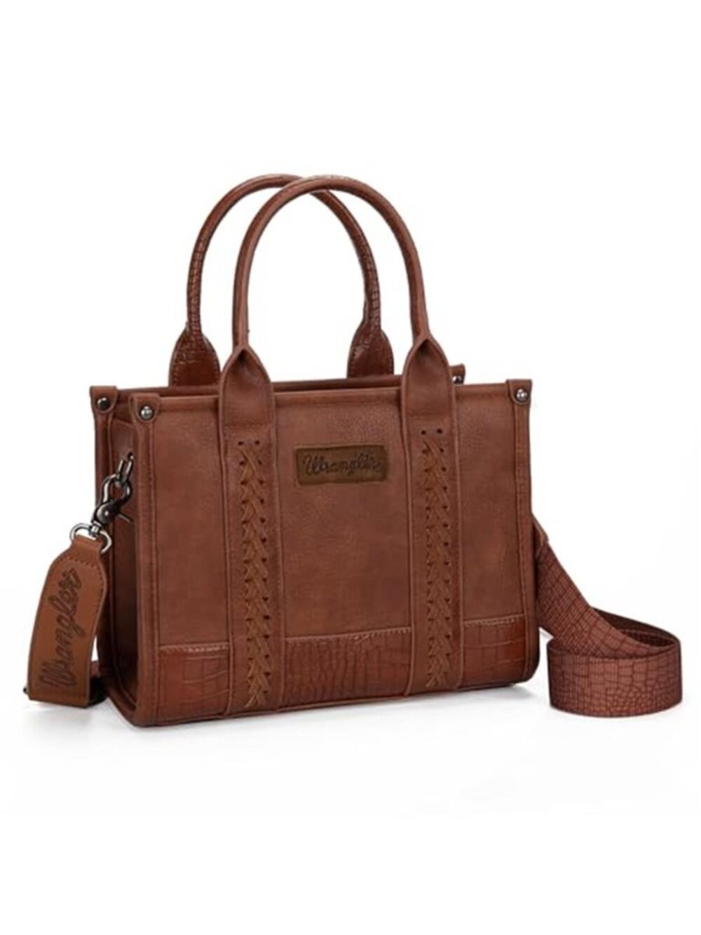 Western Crocodile Tote Bag Crossbody Purse Whipstitch Shoulder Handbag Vegan